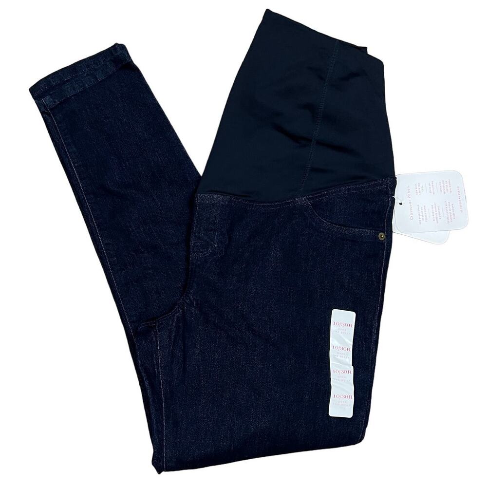Isabel Maternity Dark Wash Crossover Panel Maternity Jeggings - Size 10 - NWT